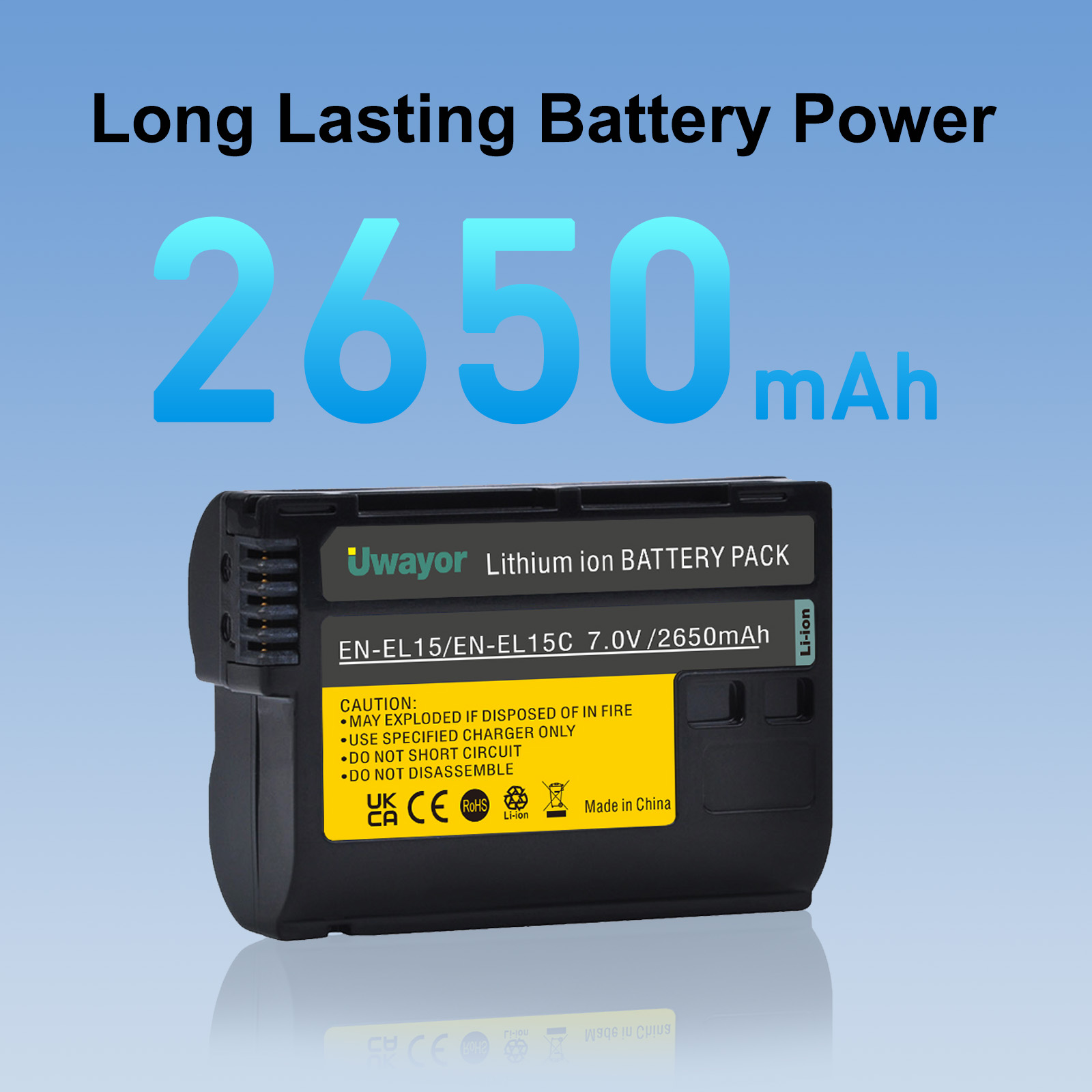 Nikon Camera Z6 Iii - 2650mAh Uwayor ENEL-15/ENEL15C Pil, USB Çift